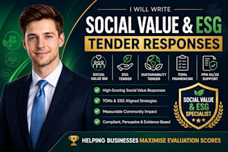 write your social value, esg tender response to maximize your evaluation score