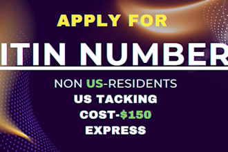 apply your irs itin number for non US residents with complete w7 application