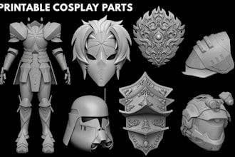 design full wearable cosplay armor set printable stl cosplay mask helmet props