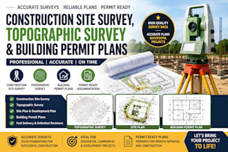 provide construction site survey, topographic survey and building permit plans