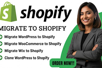 migrate wordpress to shopify woocommerce to shopify wix to shopify clone website