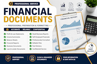 prepare income verification, profit and loss statement for mortgage