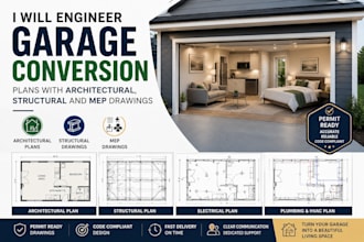 engineer garage conversion plans with architectural structural and mep drawings