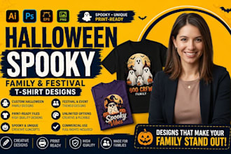 create custom halloween spooky design festival design ghost t shirt design