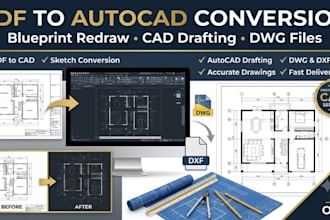 convert PDF, sketch and image to autocad dwg drawings