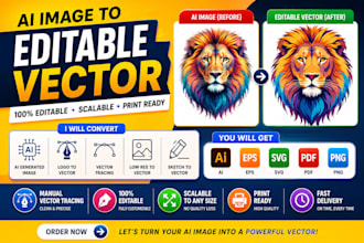convert ai image to editable vector, logo to vector, svg, eps, ai