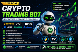 develop custom binance bybit crypto trading bot with ai python API integration