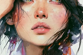 paint watercolor illustration and watercolor portrait
