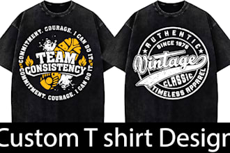 create vintage and custom t shirt designs, pod brand