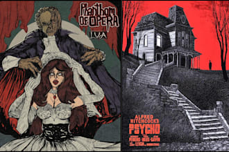 draw vintage horror comic retro movie poster art manga illustration webcomic