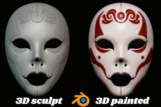 sculpt anime mask 3d print and paint cosplay creation 3d helmet for 3d printing