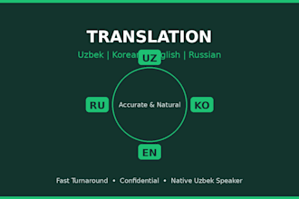 translate documents between uzbek, english, kyrgyz, and korean