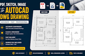 convert PDF, sketch, or image to autocad dwg drawing