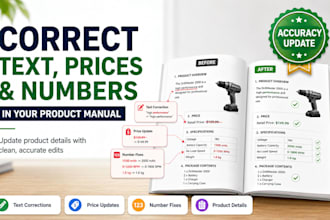 correct text prices numbers and product details in your manual