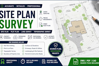 create professional site plan, land survey and topographic survey drawings