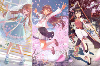 design anime light novel, webnovel cover art, manhwa webtoon cover illustration