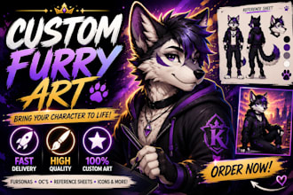 draw professional furry character illustration