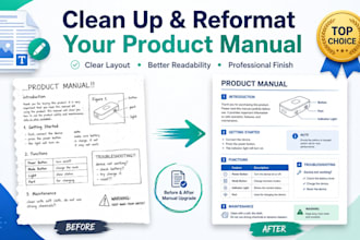clean up and professionally reformat your messy product manual