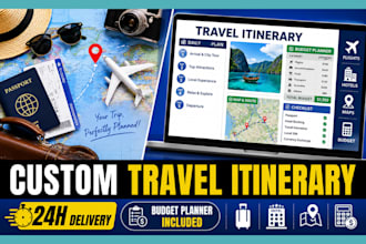 design custom travel itinerary, trip budget planner, travel guide, tour guide