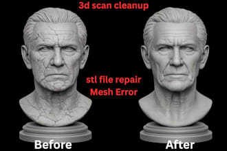 3d scan cleanup fix mesh repair stl file repair 3d face model for 3d printing