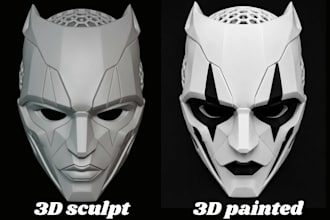 3d print and paint custom 3d cosplay mask model wearable 3d helmet, 3d printing