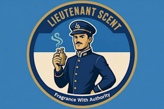 design lieutenant scent product mascot logo with satisfaction guarantee