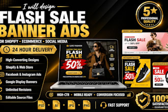 design flash sale banner ads for your shopify store and social media