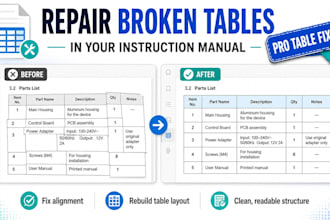 repair broken tables in your instruction manual