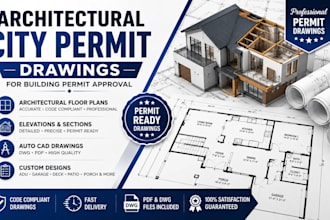 create architectural city permit drawings for building permit