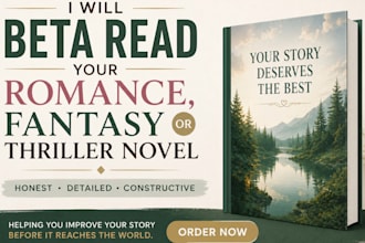 beta read your romance, fantasy or thriller novel