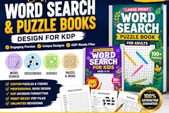 create custom word search, word search book cover, puzzle book for amazon kdp