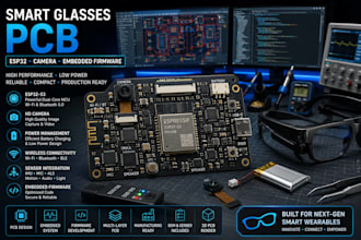 develop pcb and embedded system for wearable smart glasses with camera and esp32
