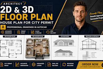 architect 2d floor plan, 3d floor plan, house plan for city permit in autocad