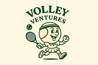 make meaningful retro tennis mascot logo with unlimited revision