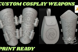 design custom cosplay weapon stl sword gun axe hammer prop anime for 3d printing