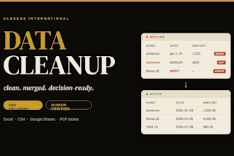 clean, merge and automate your excel, spreadsheet, CSV or PDF data