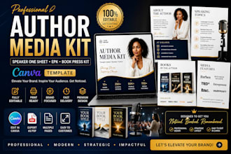 design author media kit speaker one sheet epk book press kit canva template
