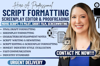 write edit proofread format movie script screenwriting screenplay in final draft