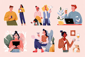 create stylish flat vector illustrations