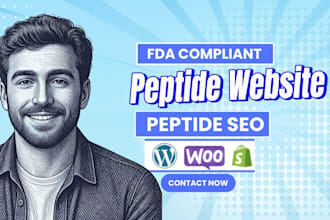 build fda complaint peptide website design for woocommerce and wix website, seo