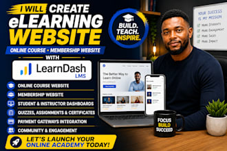 create elearning website, online course website, membership website with lms