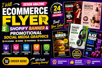 design professional ecommerce flyer, shopify banner and social media graphics