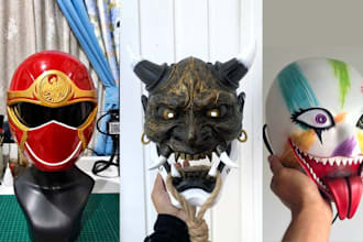 create custom 3d print and paint mask, stl model, helmet props for 3d printing