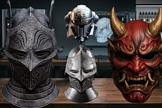 create custom 3d print and paint mask, stl model, helmet props for 3d printing