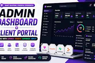 build admin dashboard and client portal with lovable base44 supabase replit