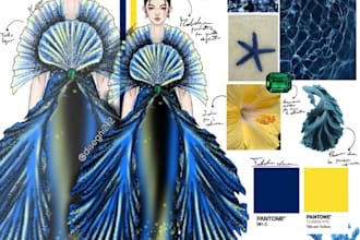 luxury fashion illustration and moodboard