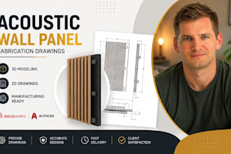 acoustic wall panel fabrication drawing, solidworks autocad expert manufacturing