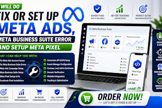 do fix or set up meta ads, meta business suite error and setup meta pixel