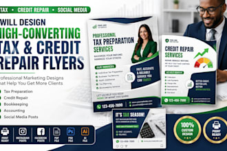 design tax flyer, credit repair flyer, and social media post