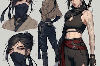 draw character sheet for your oc, waifu and husbando